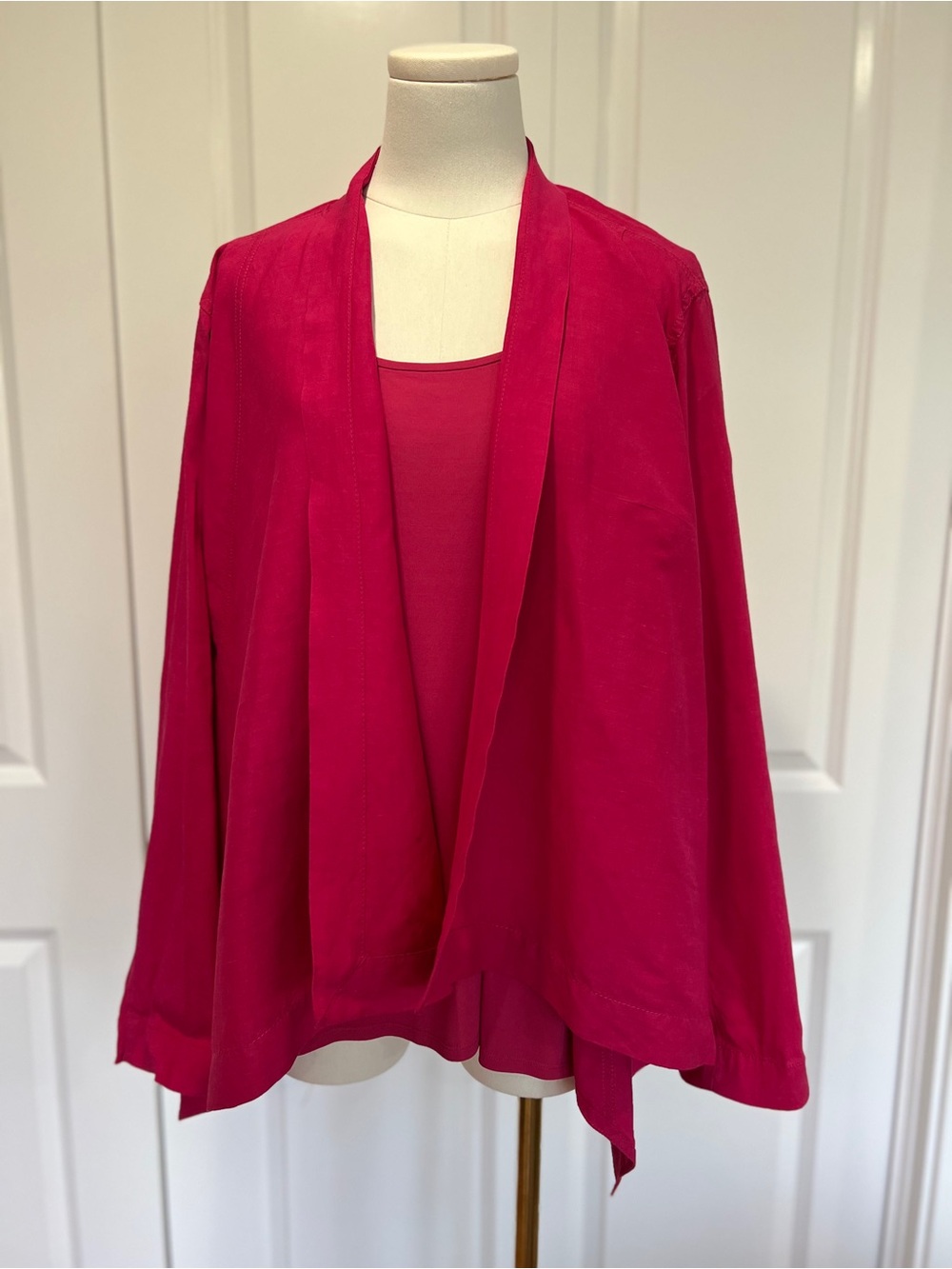 Eileen Fisher Bright Fuchsia Open Front Layered Jacket with matching shell
